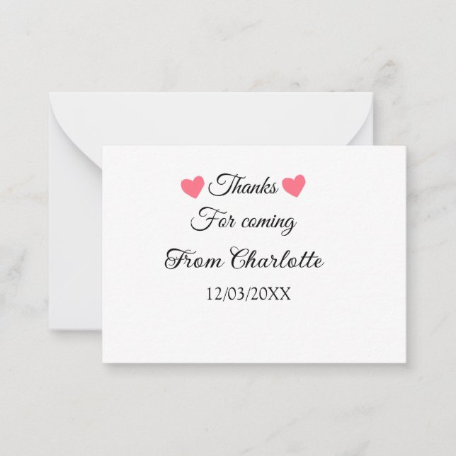 thanks for coming add name text message  card (Front)