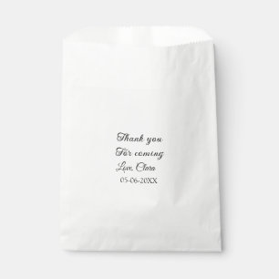 thanks for coming add name text message favour bags