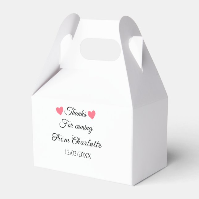 thanks for coming add name text message  favour box (Front Side)
