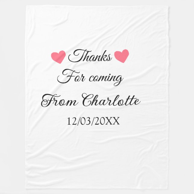 thanks for coming add name text message  fleece blanket (Front)