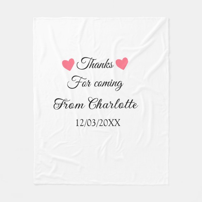 thanks for coming add name text message  fleece blanket (Front)