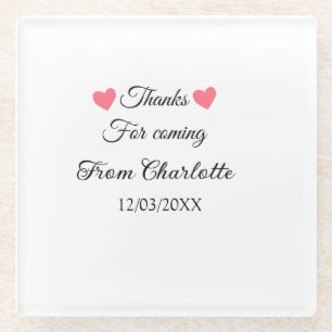 thanks for coming add name text message glass coaster