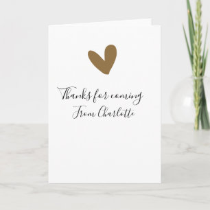thanks for coming add name text message gold heart card