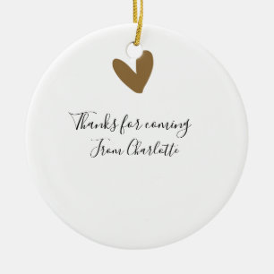 thanks for coming add name text message gold heart ceramic tree decoration
