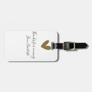 thanks for coming add name text message gold heart luggage tag