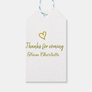 thanks for coming add name text message golden hea gift tags
