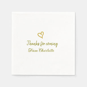 thanks for coming add name text message golden hea napkin