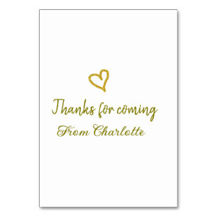 thanks for coming add name text message golden hea table number