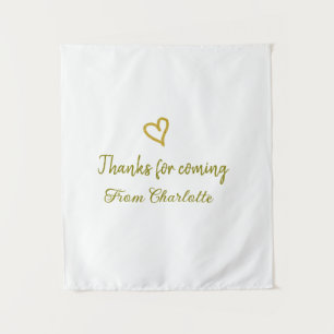 thanks for coming add name text message golden hea tapestry