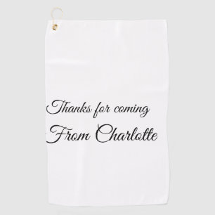 thanks for coming add name text message golf towel