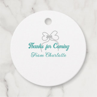 thanks for coming add name text message grey bow favour tags