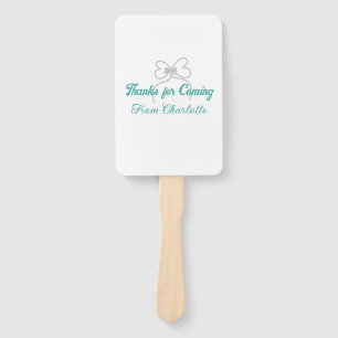 thanks for coming add name text message grey bow hand fan