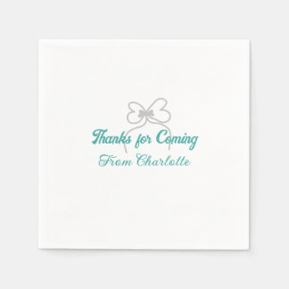 thanks for coming add name text message grey bow napkin