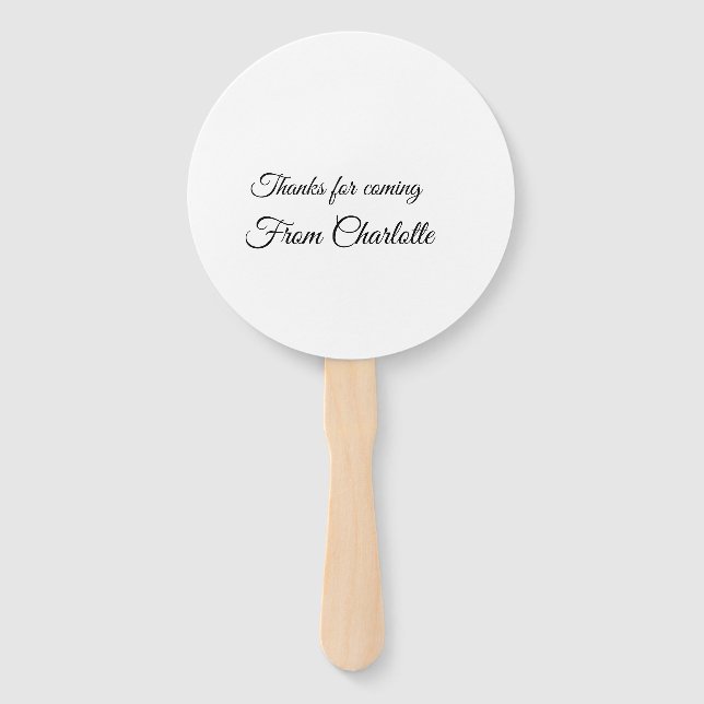 thanks for coming add name text message  hand fan (Front)