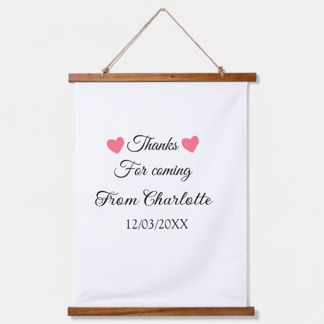 thanks for coming add name text message  hanging tapestry (Front)