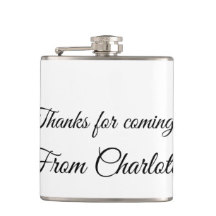 thanks for coming add name text message hip flask