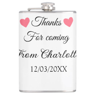 thanks for coming add name text message  hip flask