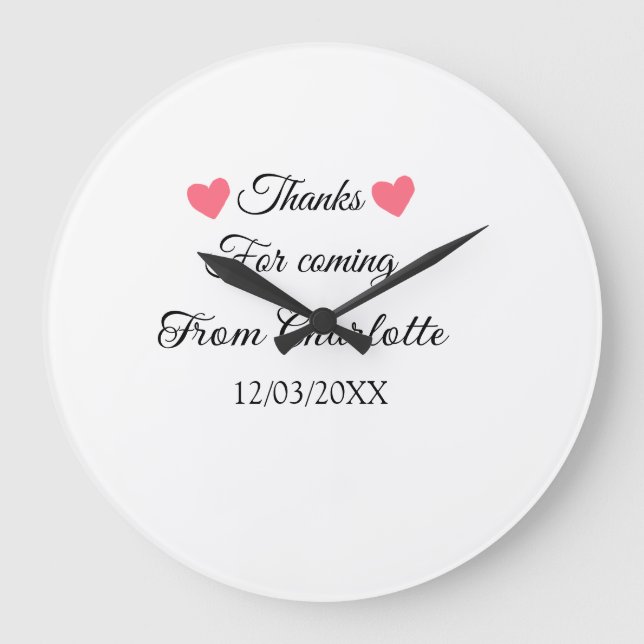 thanks for coming add name text message  large clock (Front)
