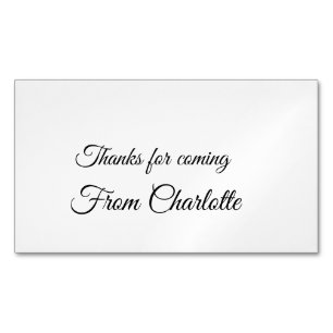 thanks for coming add name text message magnetic business card