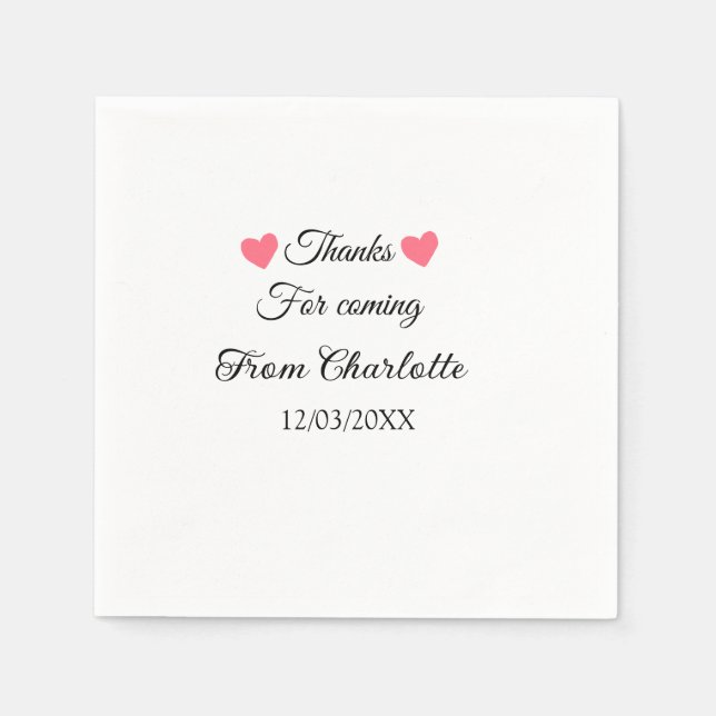 thanks for coming add name text message  napkin (Front)