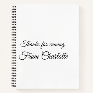 thanks for coming add name text message notebook