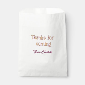 thanks for coming add name text message orange favour bags