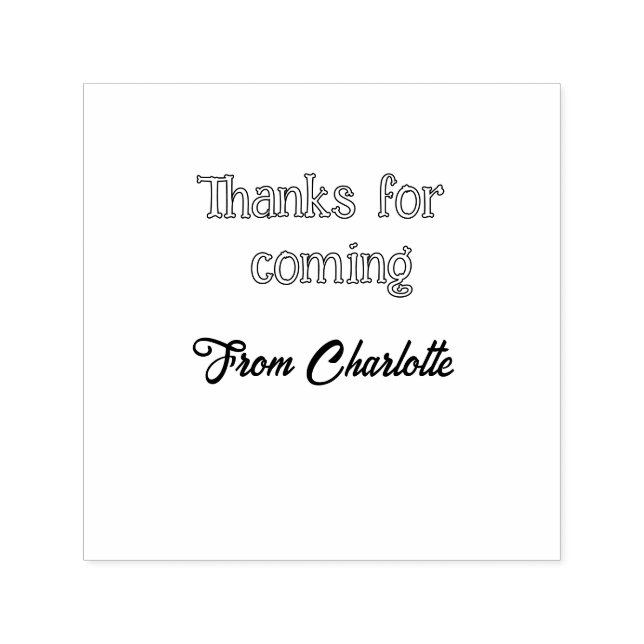 thanks for coming add name text message orange self-inking stamp (Design)