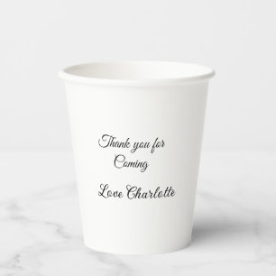 thanks for coming add name text message paper cups