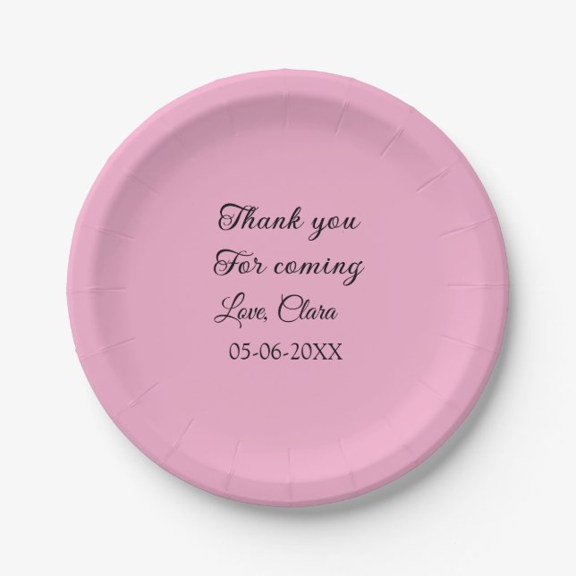 thanks for coming add name text message  paper plate (Front)