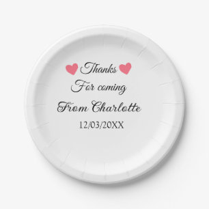 thanks for coming add name text message paper plate