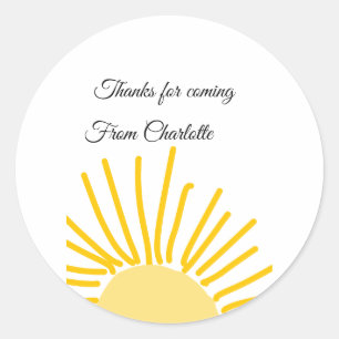 thanks for coming add name text message sun classic round sticker