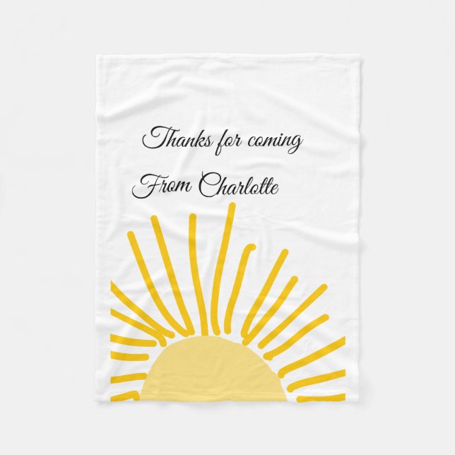 thanks for coming add name text message sun fleece blanket (Front)