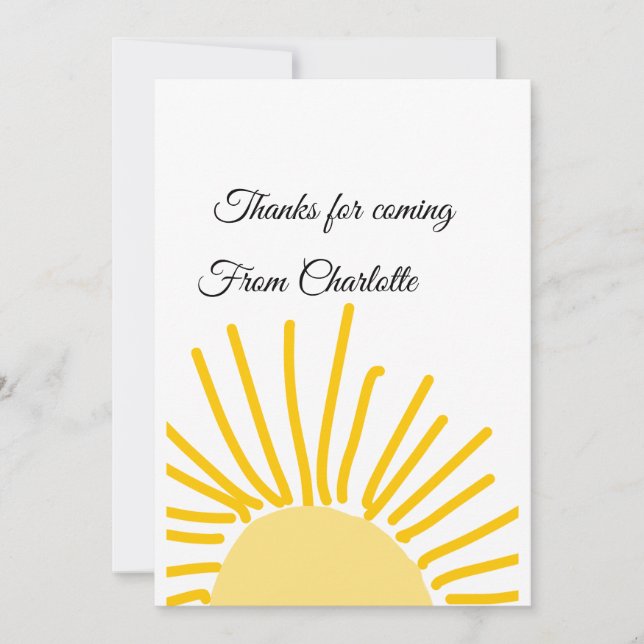 thanks for coming add name text message sun holiday card (Front)