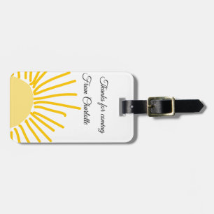 thanks for coming add name text message sun luggage tag