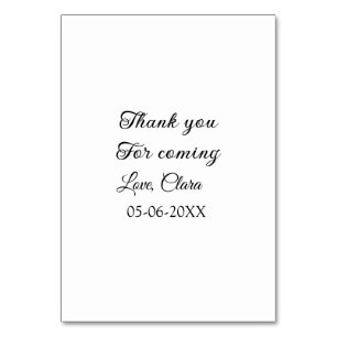thanks for coming add name text message  table number