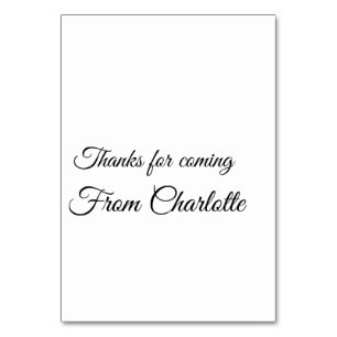 thanks for coming add name text message table number