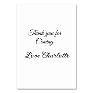 thanks for coming add name text message  table number