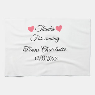 thanks for coming add name text message  tea towel