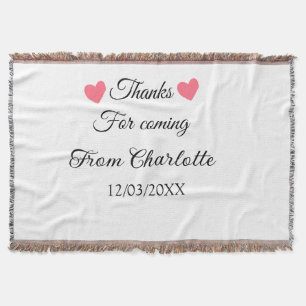 thanks for coming add name text message  throw blanket