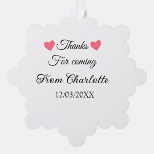 thanks for coming add name text message tree decoration card