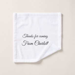 thanks for coming add name text message wash cloth