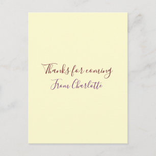 thanks for coming add name text message yellow pas postcard