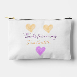 thanks for coming add name text orange purple hear accessory pouch