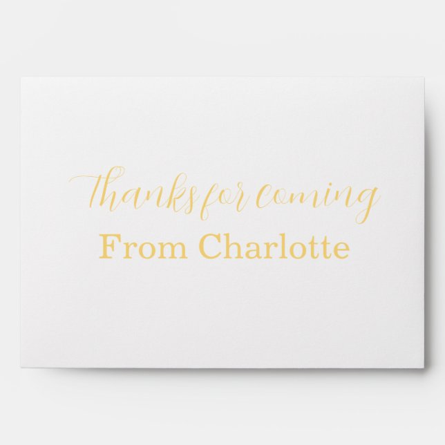 thanks for coming add name text turqoise yellow  envelope (Front)