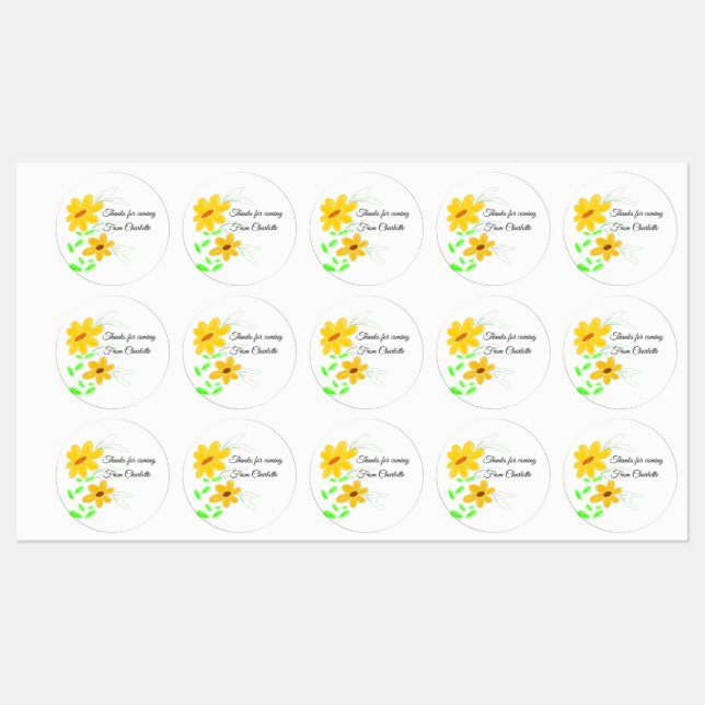 thanks for coming add name text yellow sunflower b (Sheet)