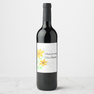 thanks for coming add name text yellow sunflower b wine label