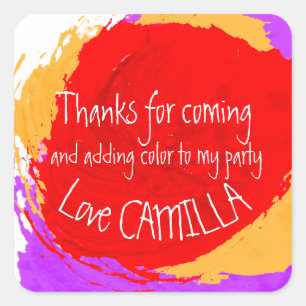 Thanks for coming art party paint stickers