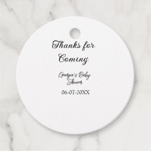 Thanks for coming baby shower modern simple typogr favour tags