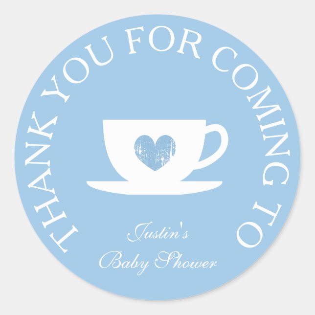 Thanks for coming baby shower tea party stickers (Front)