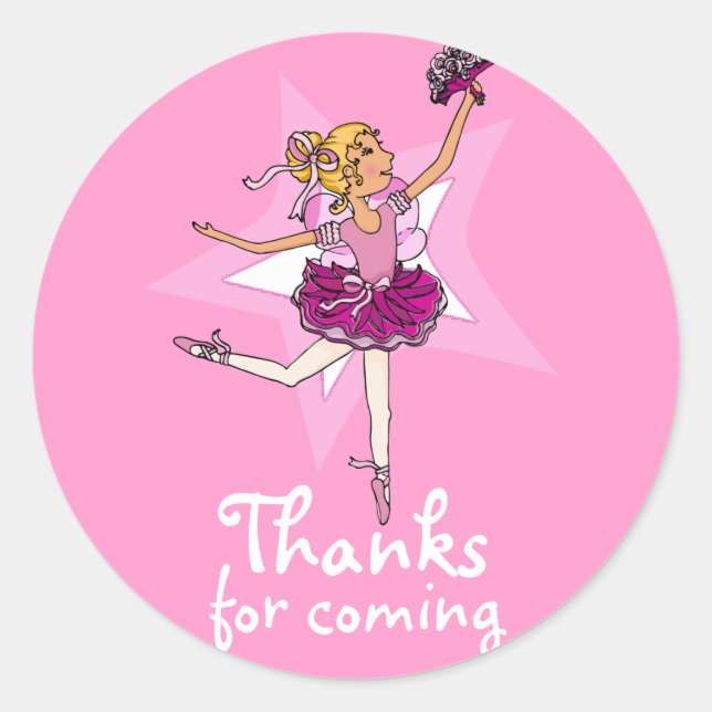 Thanks for coming ballarina girls birthday sticker (Front)